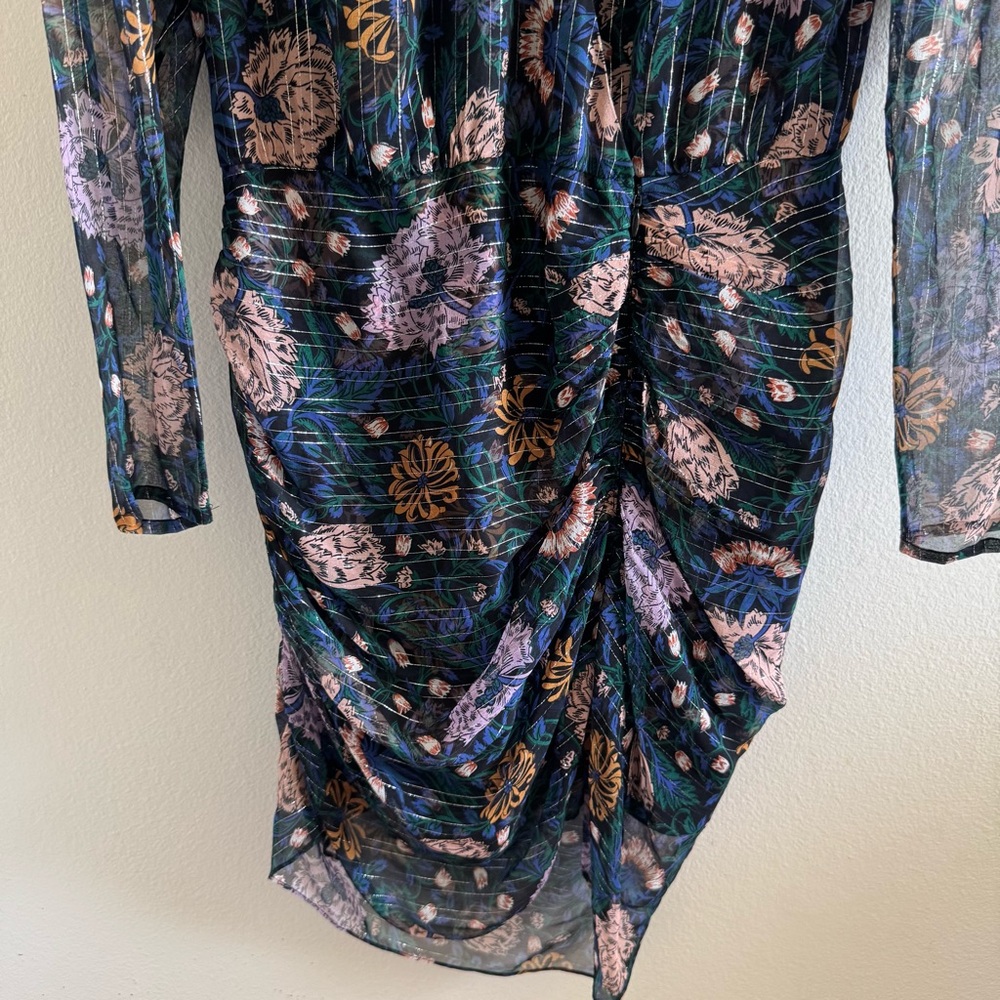 Veronica Beard Peppa Floral Silk Longsleeve Mini dress Size 8 - Picture 5 of 11